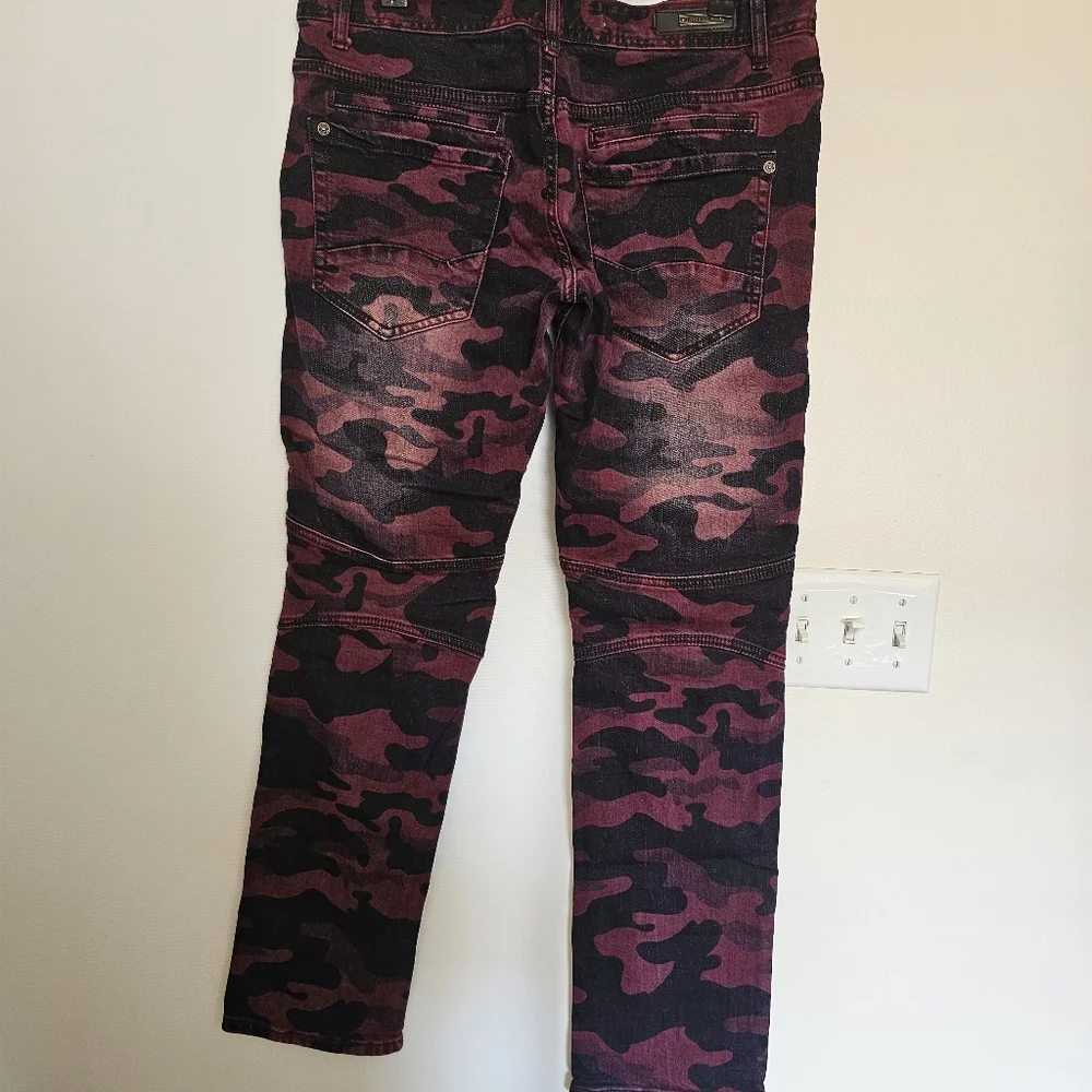 Dstrkt Men Tie-dye Camo Pattern Red Denim Jeans W34/L32 straight
